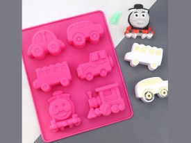 Molde silicona 6 transportes animados 